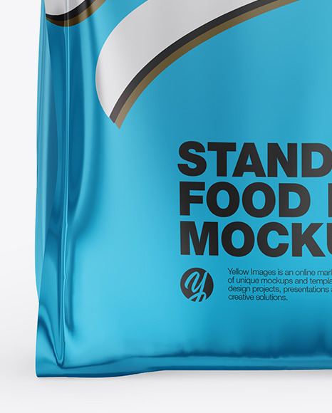 Download Metallic Stand Up Bag Mockup Front View In Bag Sack Mockups On Yellow Images Object Mockups