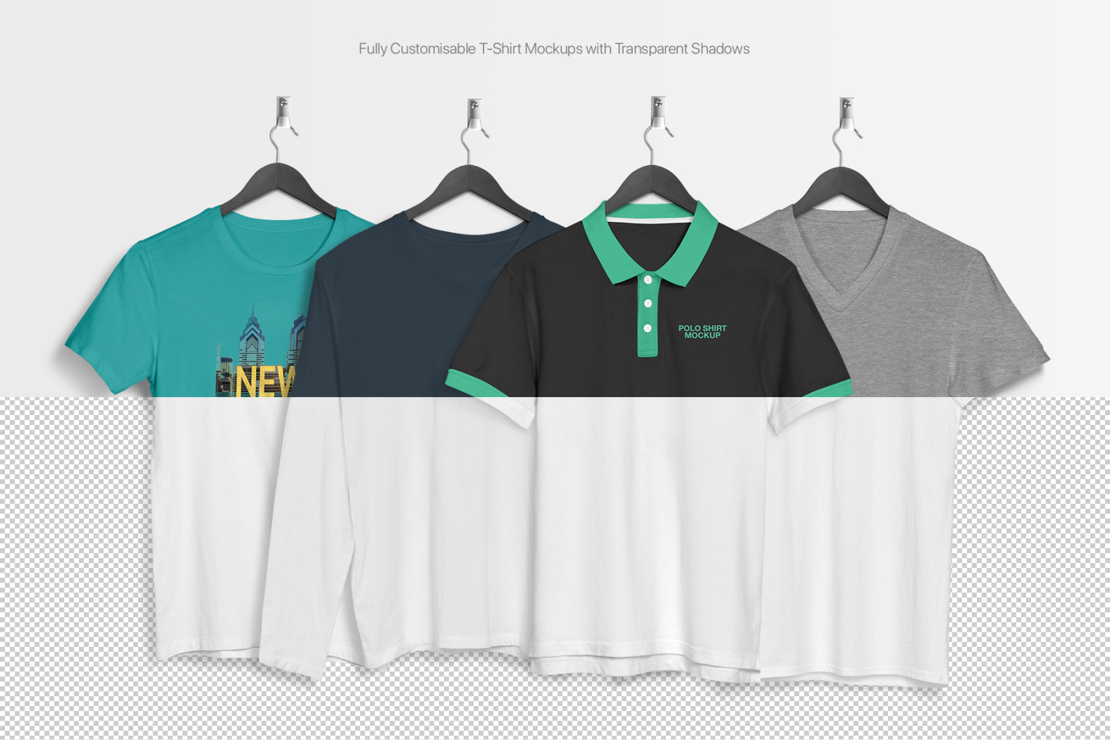 Download T-Shirt Mockup - Hanging Apparel Bundle in Apparel Mockups ...