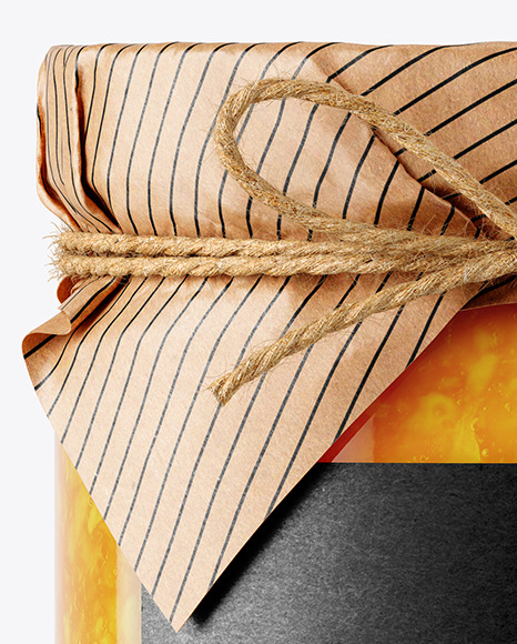 Glass Orange Jam Jar with Paper Cap Mockup PSD #5