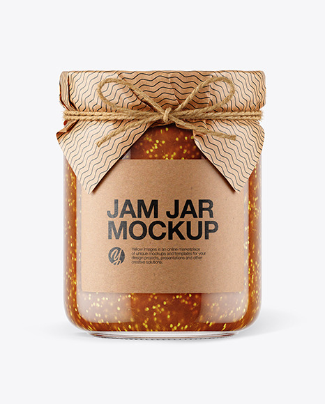 Download Glass Fig Jam Jar With Paper Cap Mockup In Jar Mockups On Yellow Images Object Mockups