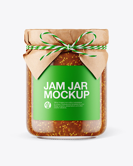Glass Fig Jam Jar with Paper Cap Mockup PSD #6