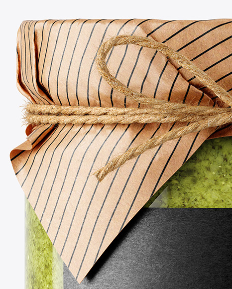 Glass Pesto Sauce Jar with Paper Cap Mockup PSD #5