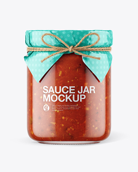 Glass Bolognese Sauce Jar with Paper Cap Mockup PSD #1