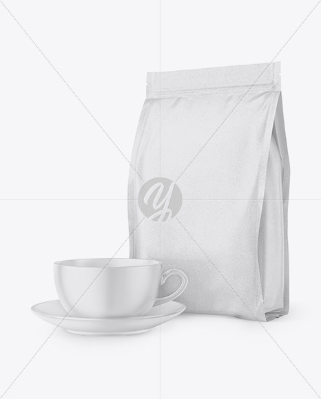 Download Kraft Stand Up Bag With Matte Coffee Mug Mockup In Bag Sack Mockups On Yellow Images Object Mockups Yellowimages Mockups