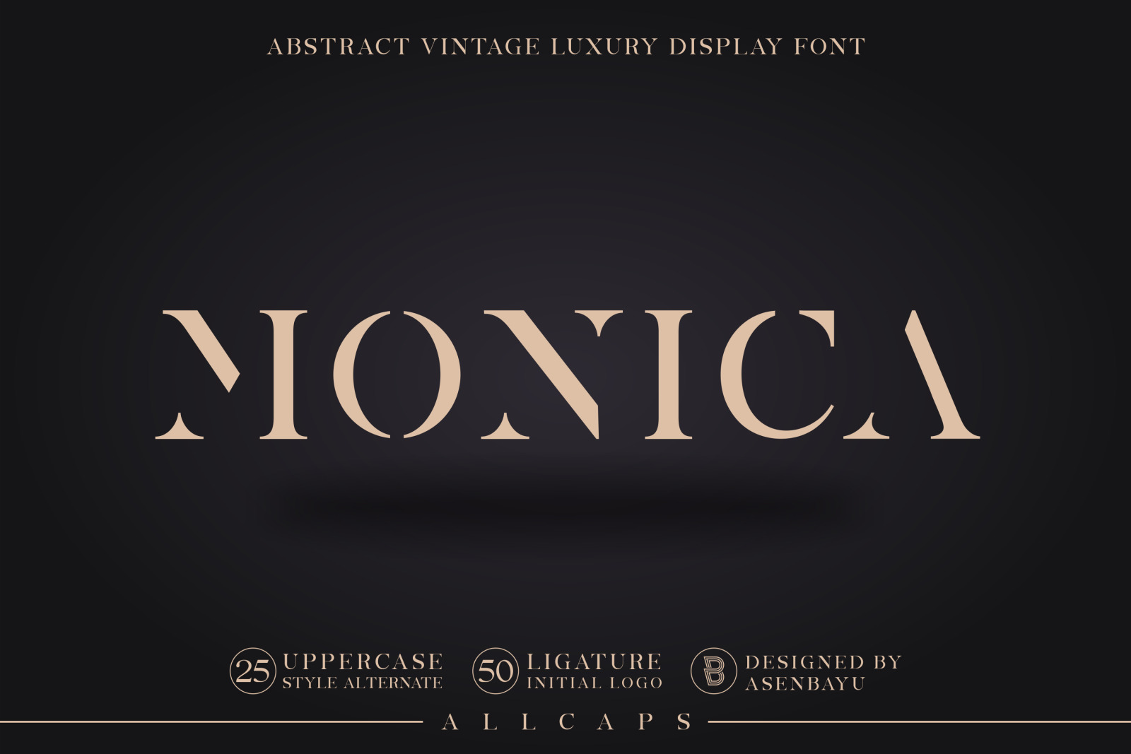 Monica Allcaps Abstract Vintage Display Font In Fonts On Yellow Images Creative Store