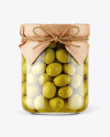 Glass Green Olives Jar with Paper Cap Mockup