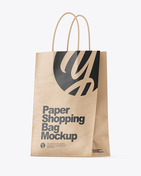 Download Kraft Paper Shopping Bag With Handles Mockup In Bag Sack Mockups On Yellow Images Object Mockups Yellowimages Mockups