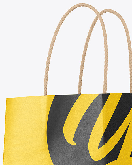 Download Kraft Paper Shopping Bag With Handles Mockup In Bag Sack Mockups On Yellow Images Object Mockups