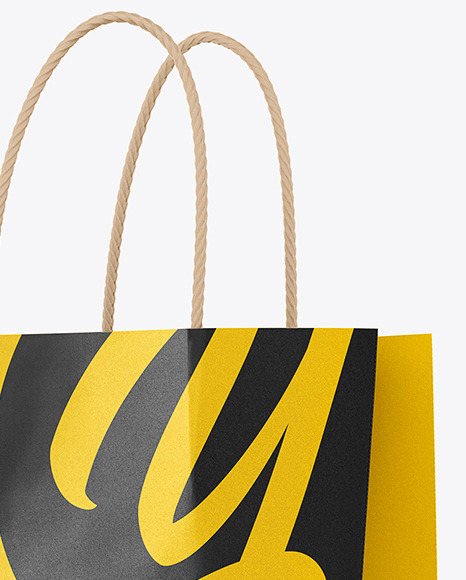 Download Kraft Paper Shopping Bag With Handles Mockup In Bag Sack Mockups On Yellow Images Object Mockups PSD Mockup Templates