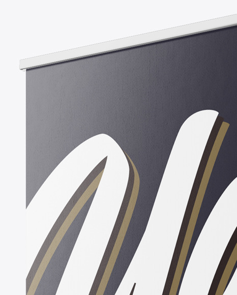 Roll up Banner Stand Mockup Right Halfside View PSD #1