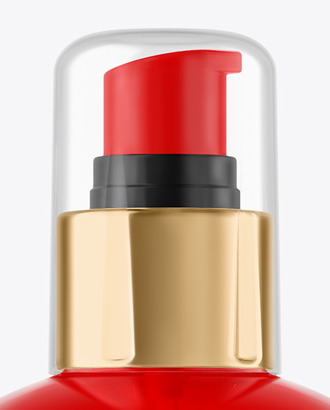 Color Plastic Cosmetic Bottle with Pump Mockup PSD #2