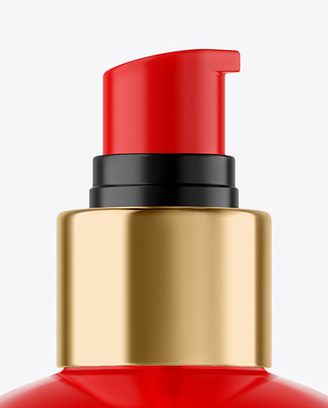 Color Plastic Cosmetic Bottle with Pump Mockup PSD #1