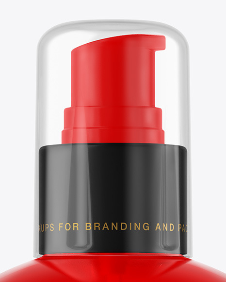 Color Plastic Cosmetic Bottle with Pump Mockup PSD #6
