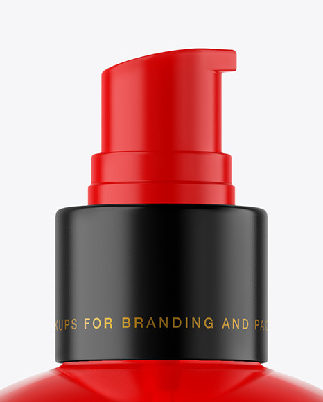 Color Plastic Cosmetic Bottle with Pump Mockup PSD #7