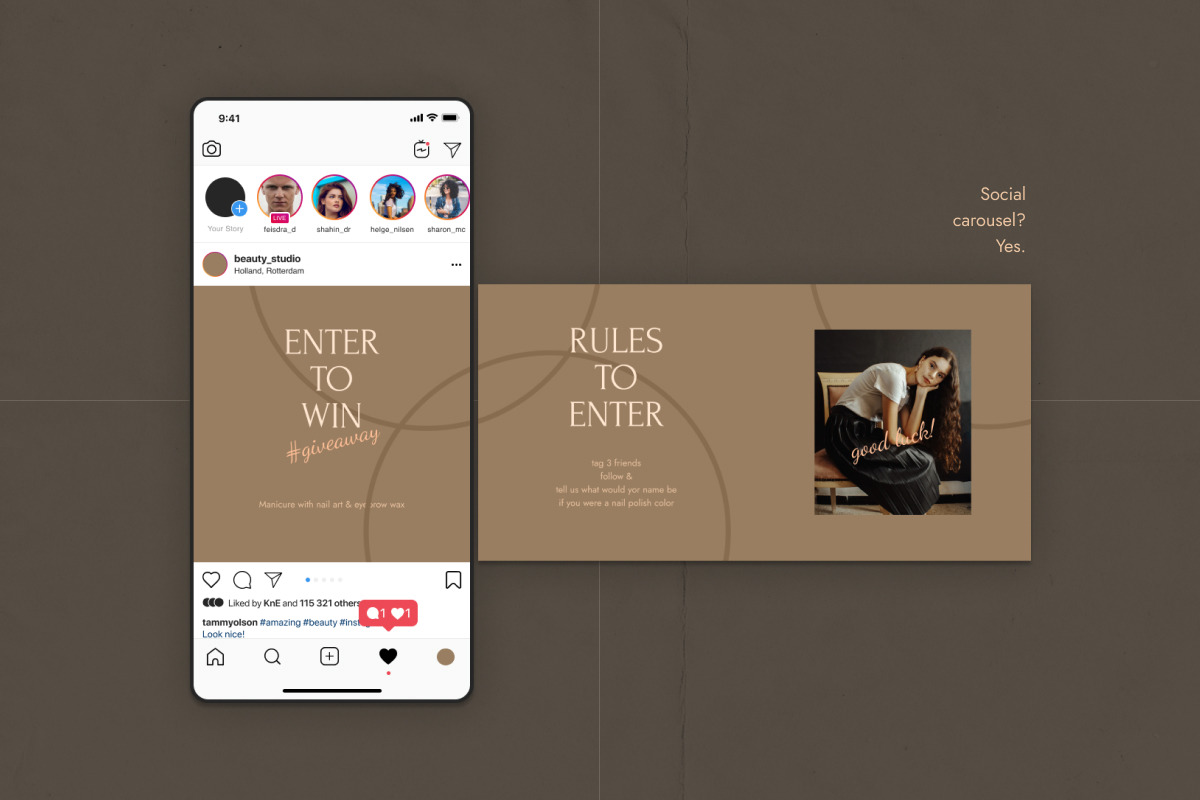 Download Yemoja Instagram Posts Templates For Beauty Studio In Social Media Templates On Yellow Images Creative Store PSD Mockup Templates
