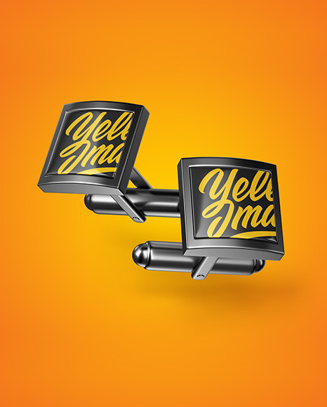 Two Cufflinks with Square Caps Mockup PSD #7