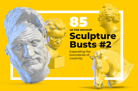 Collection Of 85 Sculptures Busts 2 For Branding And Design Of Your Product In Product Mockups On Yellow Images Creative Store