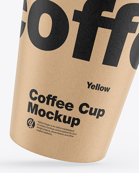 Download Kraft Coffee Cup Mockup In Cup Bowl Mockups On Yellow Images Object Mockups PSD Mockup Templates