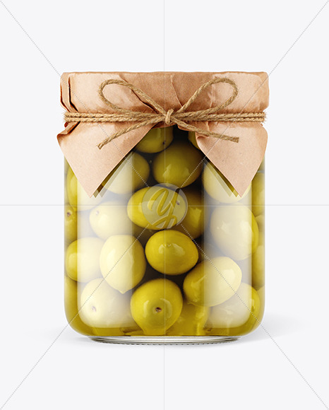 Download Glass Green Olives Jar With Paper Cap Mockup In Jar Mockups On Yellow Images Object Mockups Yellowimages Mockups