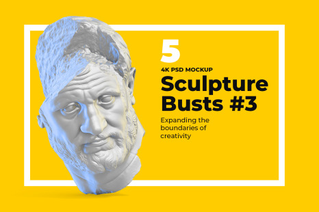 Collection of 5 Sculptures Busts #3, for branding and design of your product