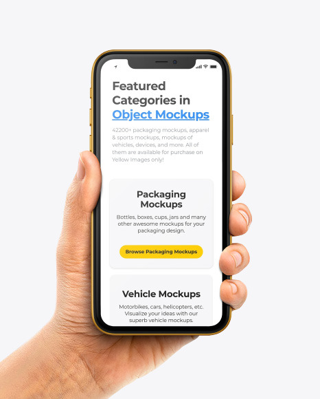 Download Apple Iphone 11 Pro In Hand Mockup In Device Mockups On Yellow Images Object Mockups PSD Mockup Templates