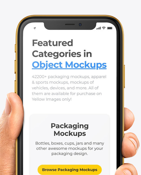 Download Apple Iphone 11 Pro In Hand Mockup In Device Mockups On Yellow Images Object Mockups PSD Mockup Templates