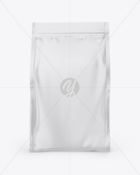 Metallic Snack Package Mockup Back View In Bag Sack Mockups On Yellow Images Object Mockups