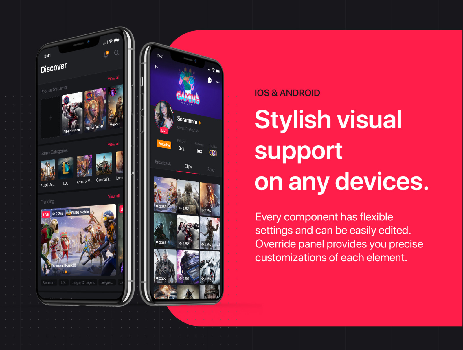 Climax Live Game Streaming UI Kit on Yellow Images Creative Store