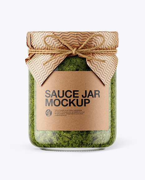 Glass Pesto Sauce Jar with Paper Cap Mockup in Jar Mockups ...