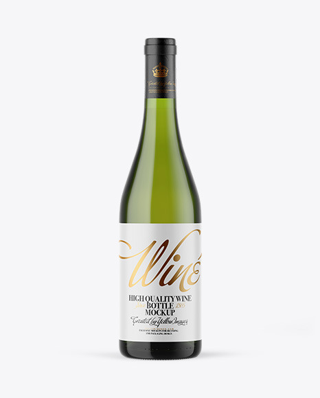 Green Glass White Wine Bottle Mockup