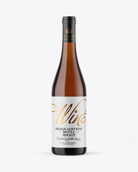 Amber Glass White Wine Bottle Mockup