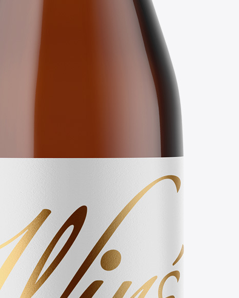 Amber Glass White Wine Bottle Mockup PSD #1