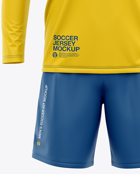 Full Soccer Kit In Apparel Mockups On Yellow Images Object Mockups