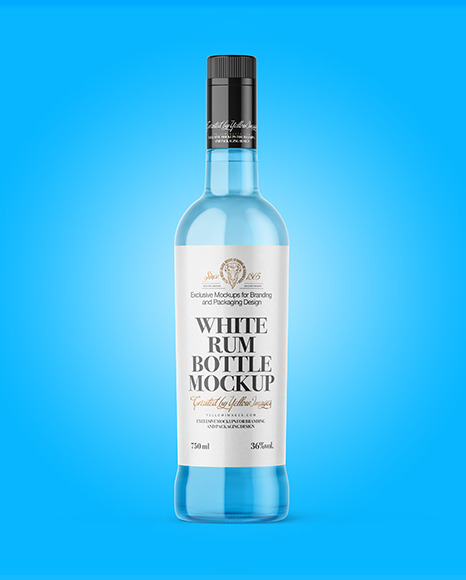 Clear Glass White Rum Bottle Mockup PSD #1