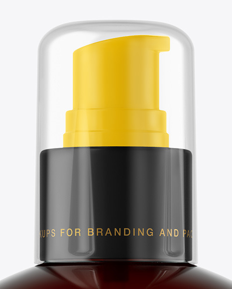 Amber Cosmetic Bottle with Pump Mockup PSD #6