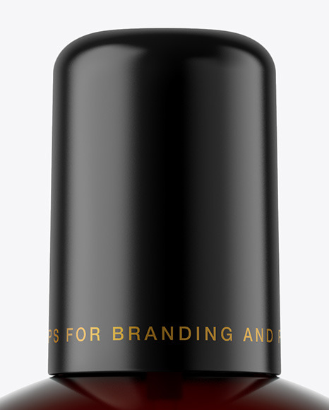 Amber Cosmetic Bottle with Pump Mockup PSD #5