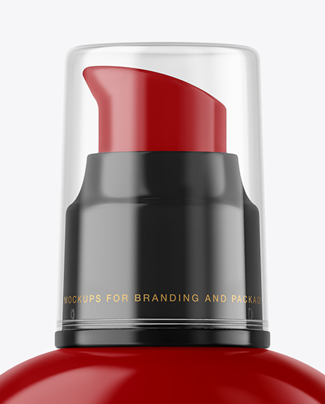 Glossy Cosmetic Bottle with Pump Mockup PSD #6