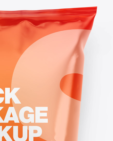 Download Glossy Snack Package Mockup In Flow Pack Mockups On Yellow Images Object Mockups