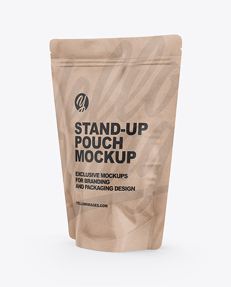 Download Kraft Stand Up Pouch Mockup In Pouch Mockups On Yellow Images Object Mockups PSD Mockup Templates