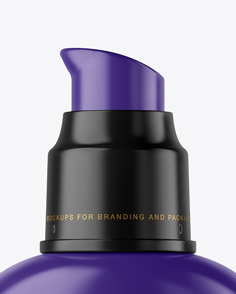 Matte Cosmetic Bottle with Pump Mockup PSD #7