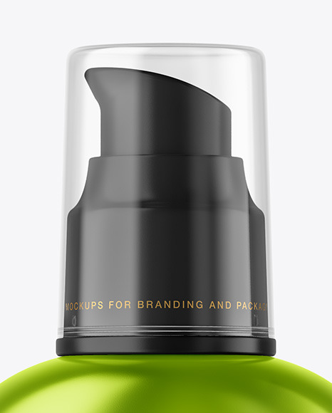 Metallic Cosmetic Bottle with Pump Mockup PSD #6