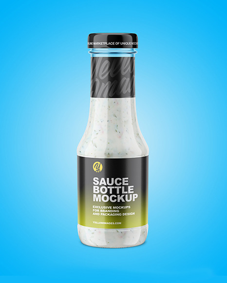Clear Glass Sauce Bottle Mockup PSD #2