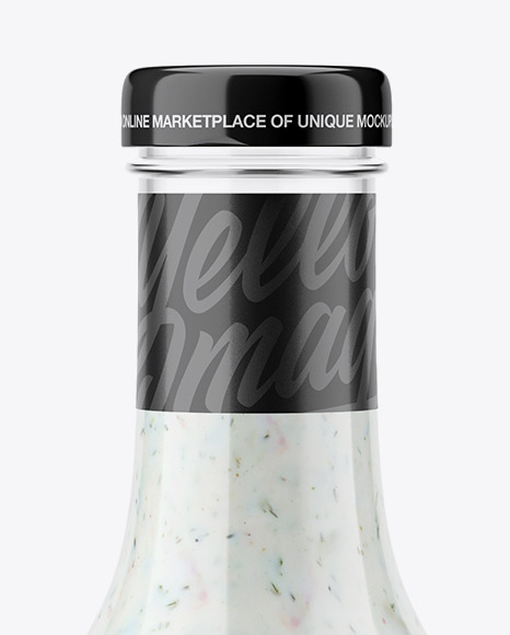 Clear Glass Sauce Bottle Mockup PSD #1
