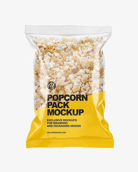 Download Popcorn Pack Mockup In Flow Pack Mockups On Yellow Images Object Mockups PSD Mockup Templates