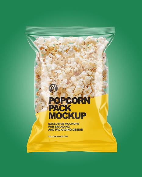 Download Popcorn Pack Mockup In Flow Pack Mockups On Yellow Images Object Mockups Yellowimages Mockups