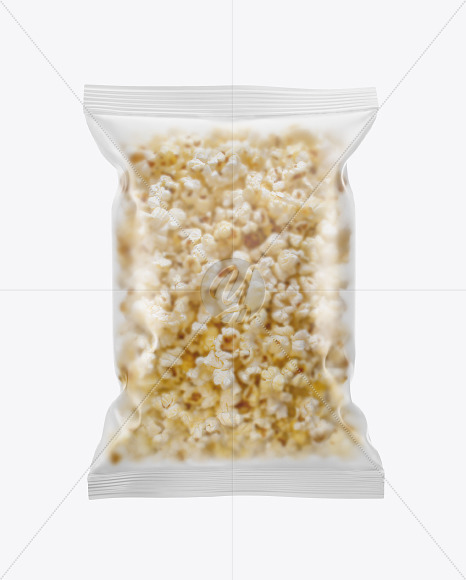 Matte Popcorn Pack Mockup In Flow Pack Mockups On Yellow Images Object Mockups