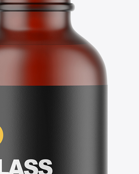 Frosted Dark Amber Glass Dropper Bottle Mockup PSD #1