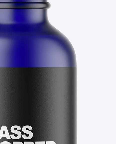 Frosted Blue Glass Dropper Bottle Mockup PSD #1
