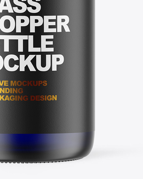 Frosted Blue Glass Dropper Bottle Mockup PSD #6