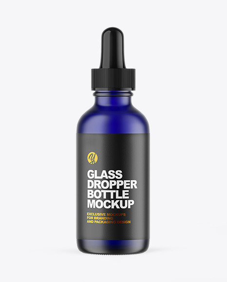 Frosted Blue Glass Dropper Bottle Mockup
